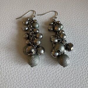 Silver balls dangle drop statement earrings